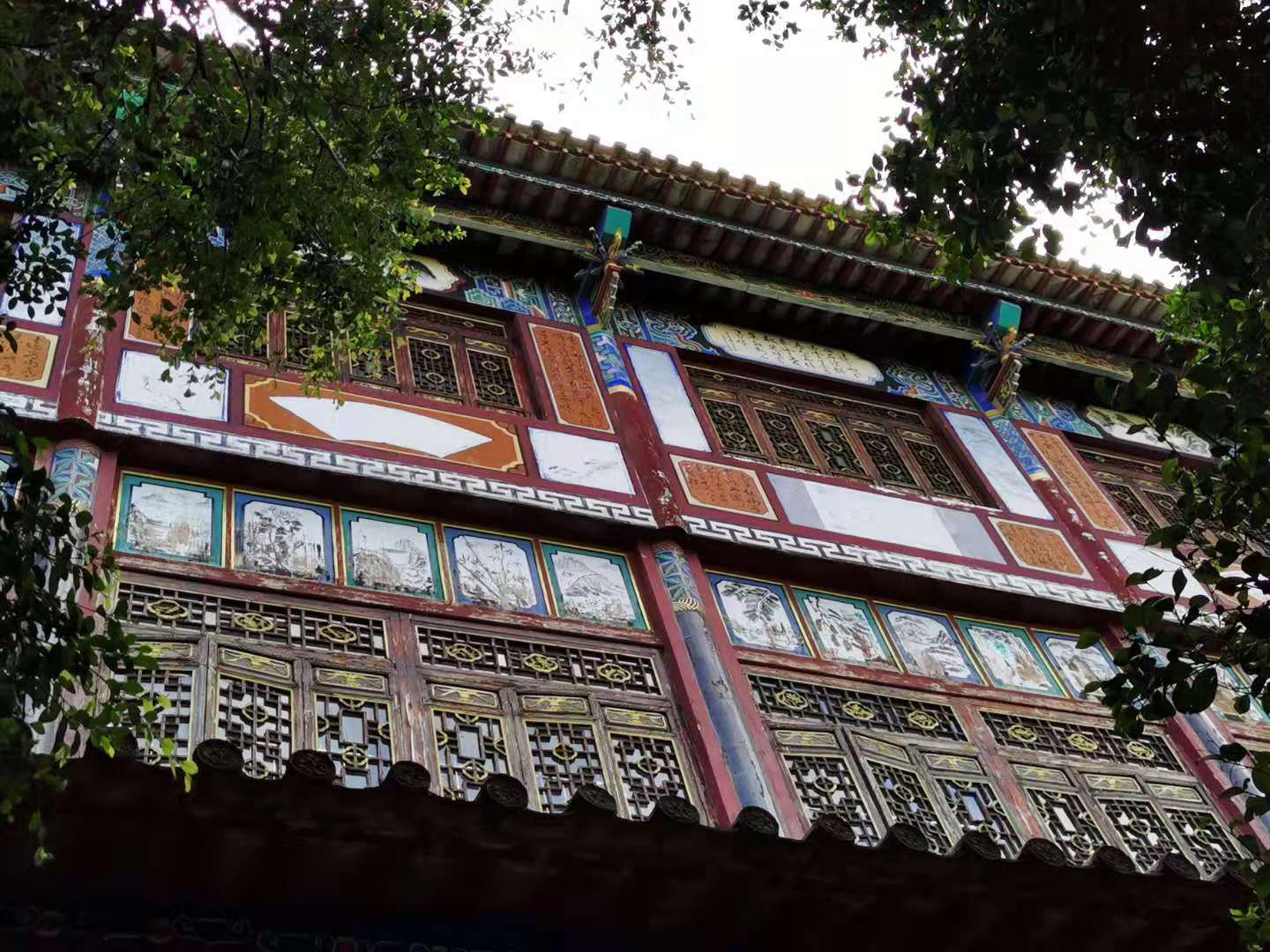 Decorated historic building facade in Jianshui old town, Yunnan
